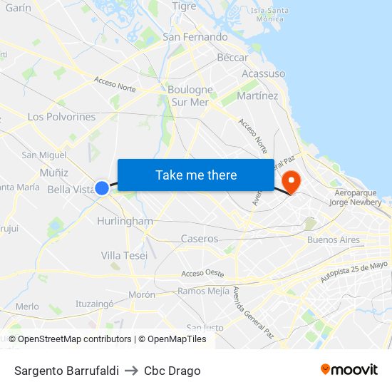 Sargento Barrufaldi to Cbc Drago map
