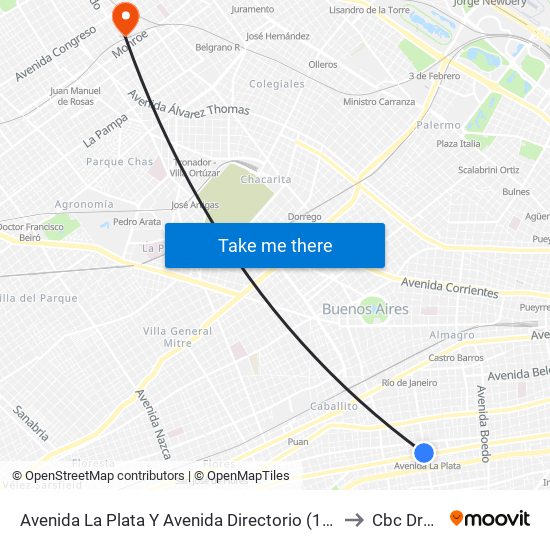 Avenida La Plata Y Avenida Directorio (15 - 119) to Cbc Drago map