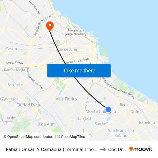 Fabián Onsari Y Camacuá (Terminal Líneas 10 - 17) to Cbc Drago map
