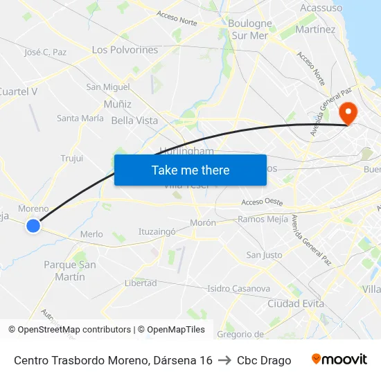 Centro Trasbordo Moreno, Dársena 16 to Cbc Drago map