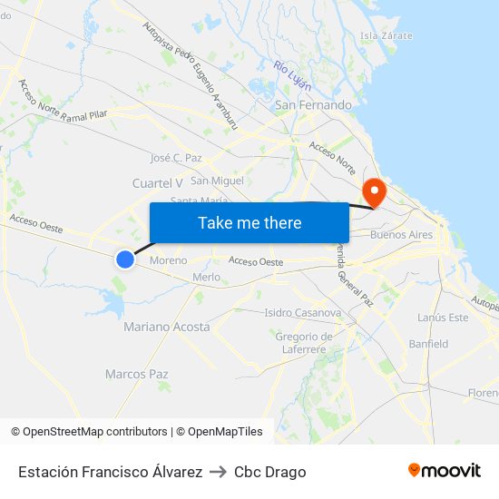 Estación Francisco Álvarez to Cbc Drago map