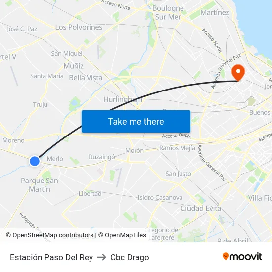 Estación Paso Del Rey to Cbc Drago map