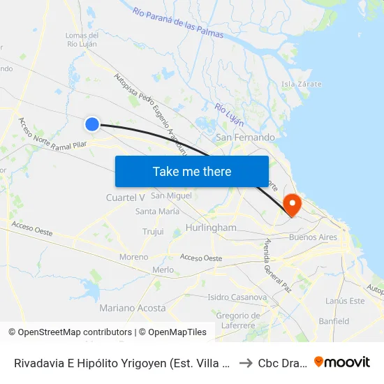 Rivadavia E Hipólito Yrigoyen (Est. Villa Rosa) to Cbc Drago map