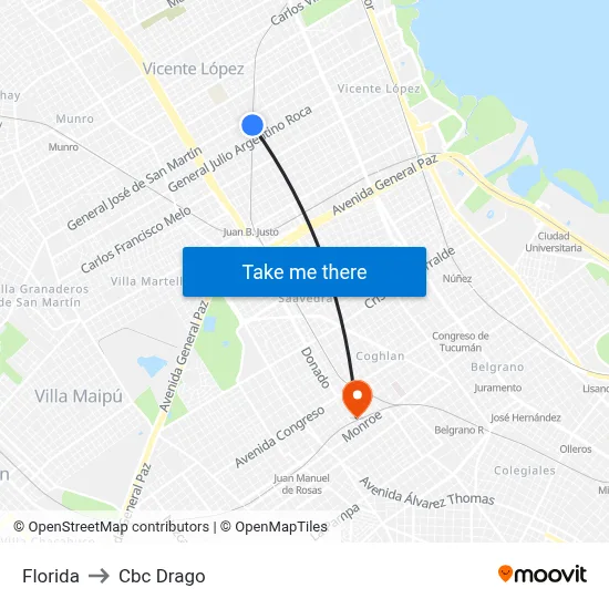 Florida to Cbc Drago map