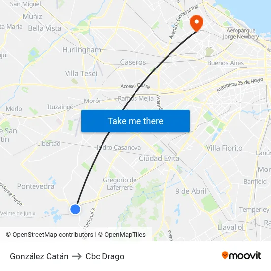 González Catán to Cbc Drago map