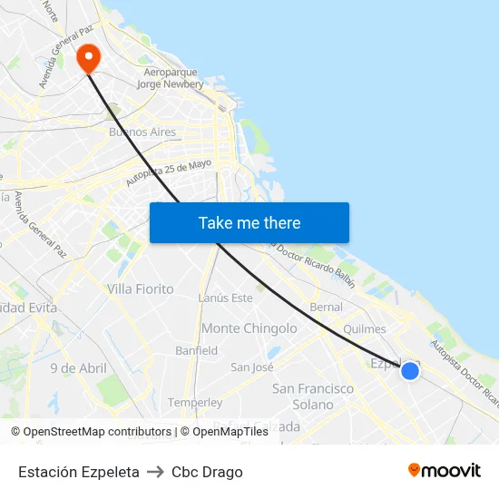 Estación Ezpeleta to Cbc Drago map