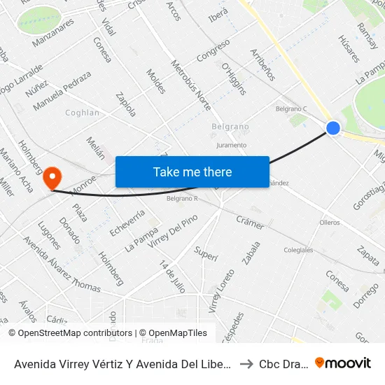 Avenida Virrey Vértiz Y Avenida Del Libertador to Cbc Drago map