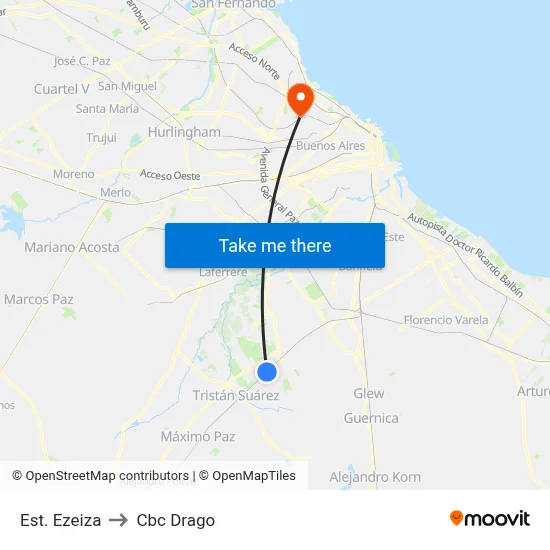 Est. Ezeiza to Cbc Drago map