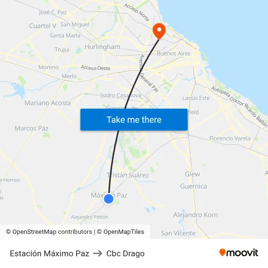Estación Máximo Paz to Cbc Drago map