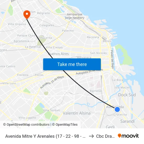 Avenida Mitre Y Arenales (17 - 22 - 98 - 271) to Cbc Drago map