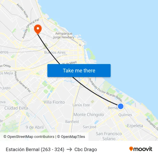Estación Bernal (263 - 324) to Cbc Drago map