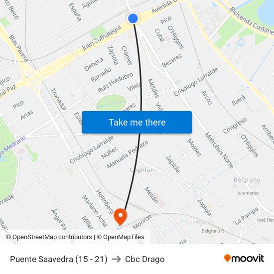 Puente Saavedra (15 - 21) to Cbc Drago map