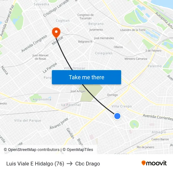 Luis Viale E Hidalgo (76) to Cbc Drago map