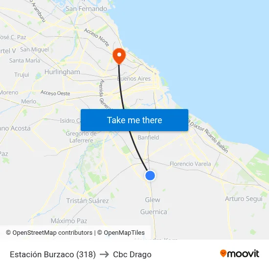 Estación Burzaco (318) to Cbc Drago map