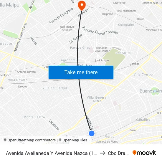 Avenida Avellaneda Y Avenida Nazca (134) to Cbc Drago map
