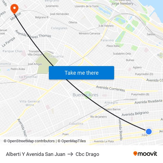 Alberti Y Avenida San Juan to Cbc Drago map