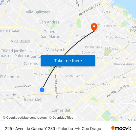 Avenida Gaona Y Falucho to Cbc Drago map