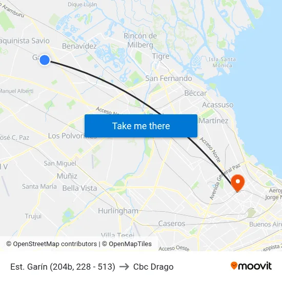 Est. Garín (204b, 228 - 513) to Cbc Drago map