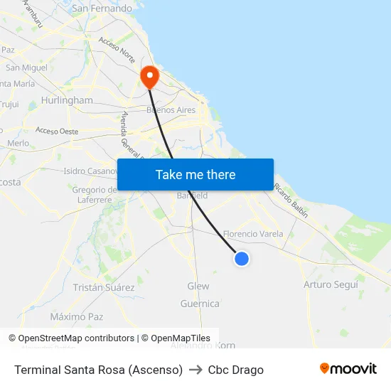 Terminal Santa Rosa (Ascenso) to Cbc Drago map