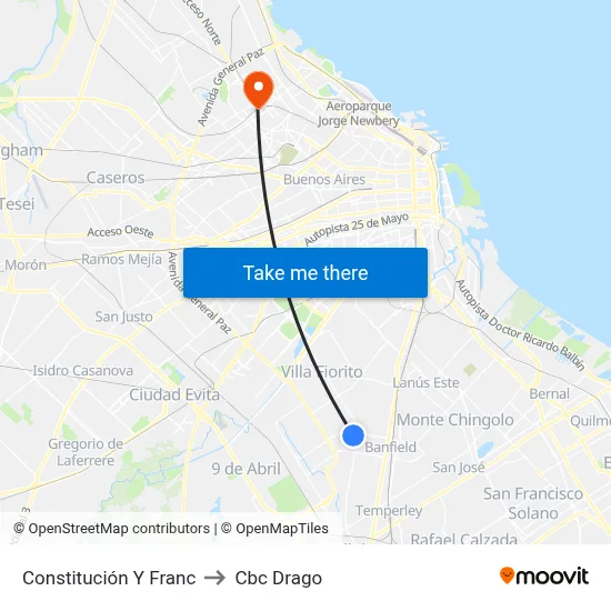 Constitución Y Franc to Cbc Drago map