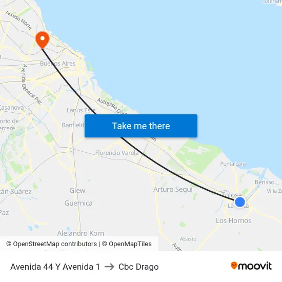 Avenida 44 Y Avenida 1 to Cbc Drago map