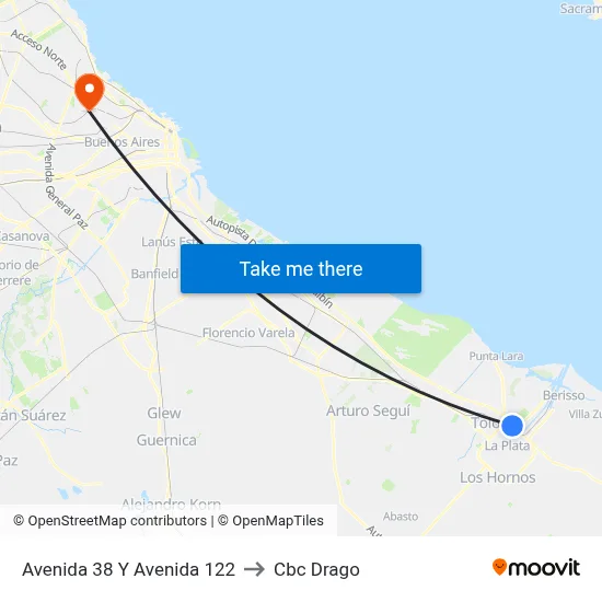 Avenida 38 Y Avenida 122 to Cbc Drago map