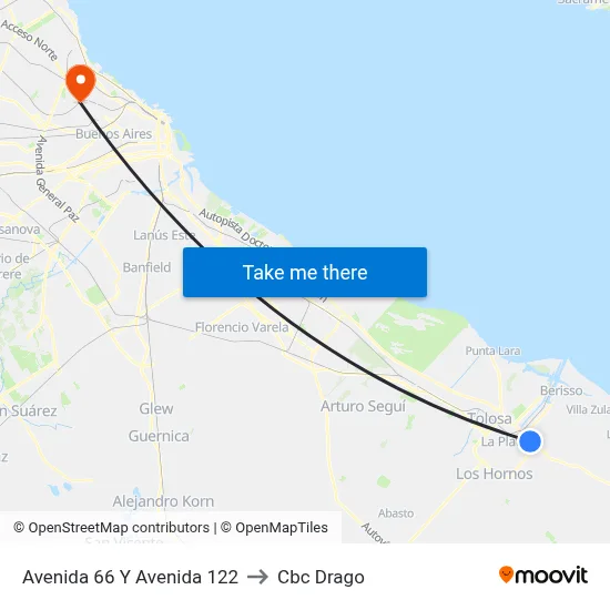 Avenida 66 Y Avenida 122 to Cbc Drago map