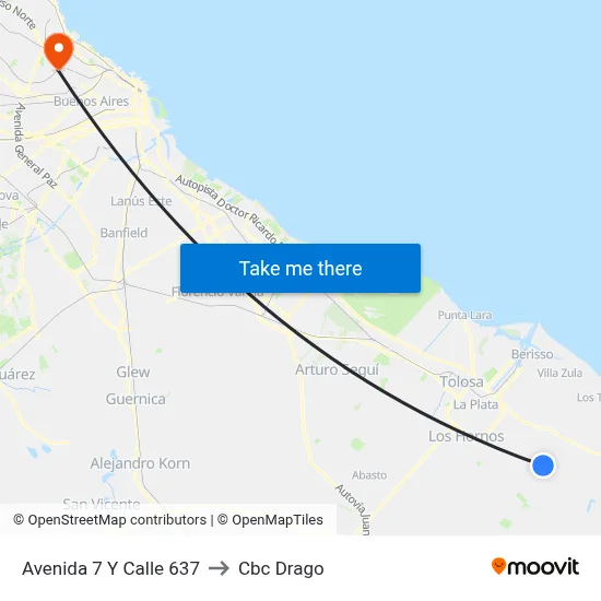 Avenida 7 Y Calle 637 to Cbc Drago map