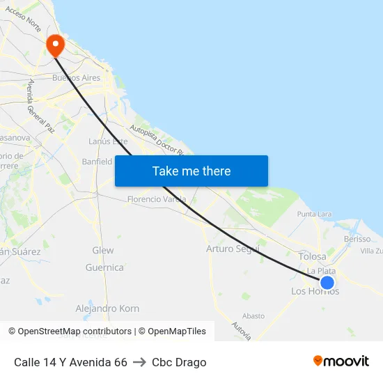 Calle 14 Y Avenida 66 to Cbc Drago map