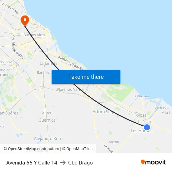 Avenida 66 Y Calle 14 to Cbc Drago map
