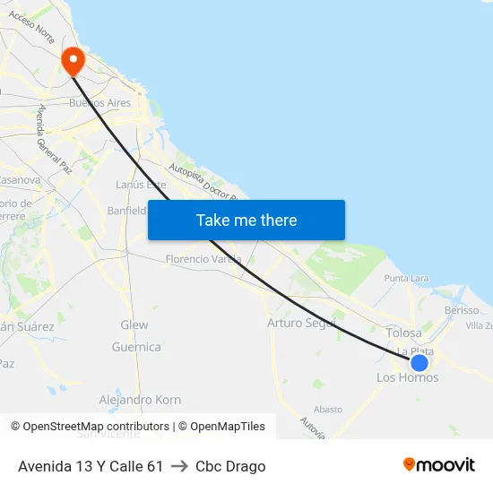 Avenida 13 Y Calle 61 to Cbc Drago map