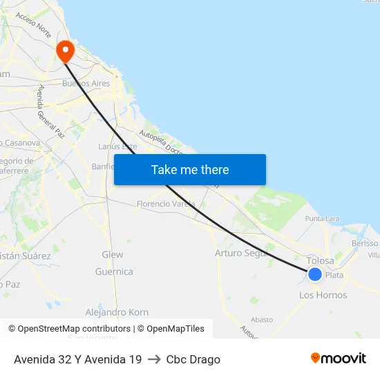 Avenida 32 Y Avenida 19 to Cbc Drago map
