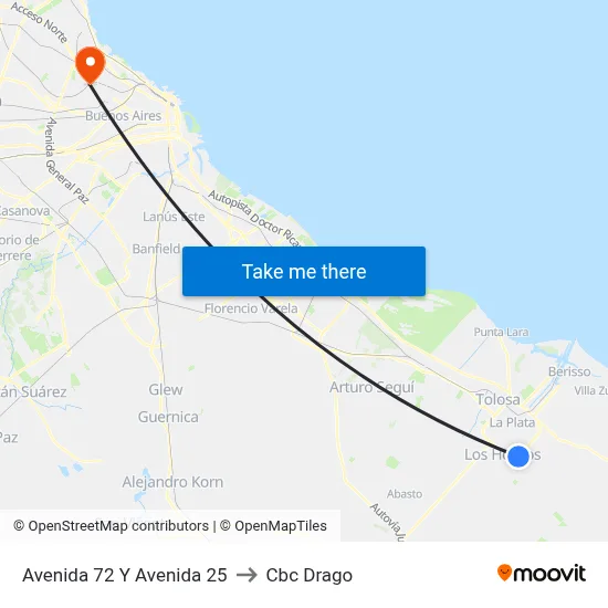 Avenida 72 Y Avenida 25 to Cbc Drago map