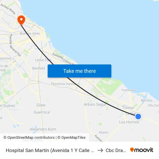 Hospital San Martín (Avenida 1 Y Calle 71) to Cbc Drago map