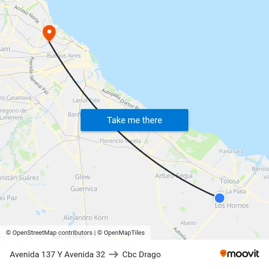 Avenida 137 Y Avenida 32 to Cbc Drago map