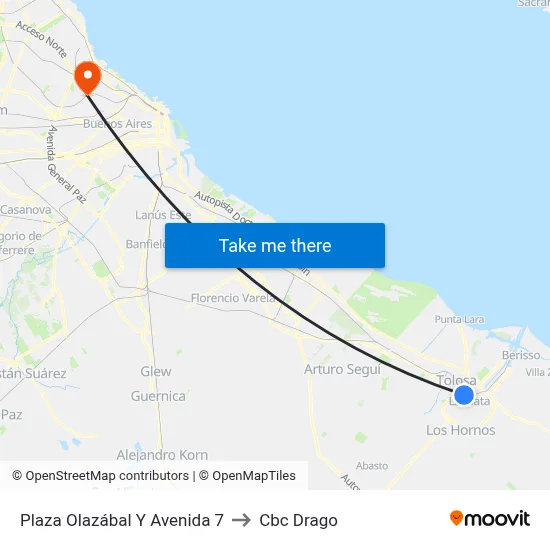 Plaza Olazábal Y Avenida 7 to Cbc Drago map