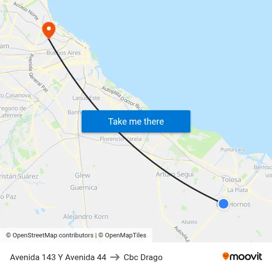 Avenida 143 Y Avenida 44 to Cbc Drago map