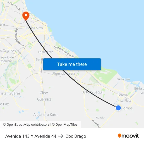 Avenida 143 Y Avenida 44 to Cbc Drago map