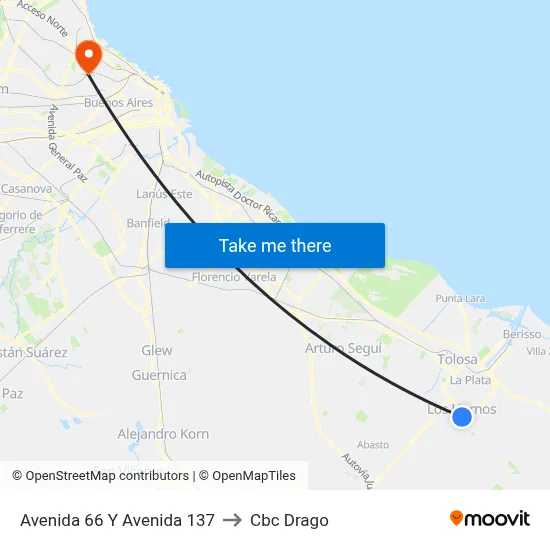 Avenida 66 Y Avenida 137 to Cbc Drago map