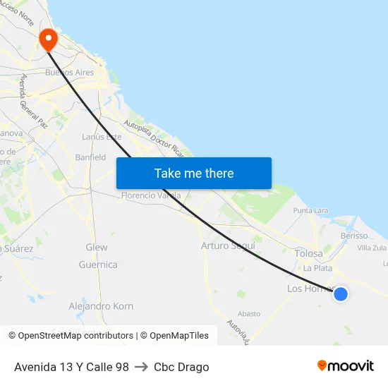 Avenida 13 Y Calle 98 to Cbc Drago map