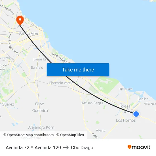 Avenida 72 Y Avenida 120 to Cbc Drago map