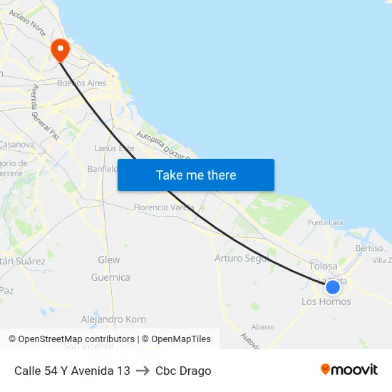 Calle 54 Y Avenida 13 to Cbc Drago map