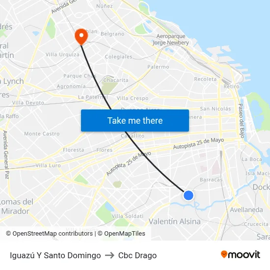 Iguazú Y Santo Domingo to Cbc Drago map