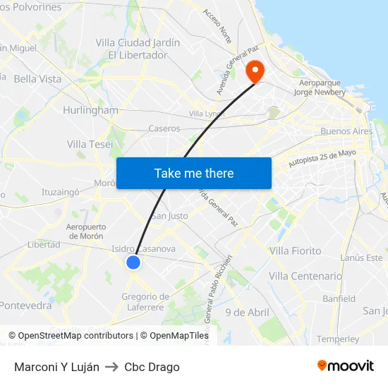 Marconi Y Luján to Cbc Drago map