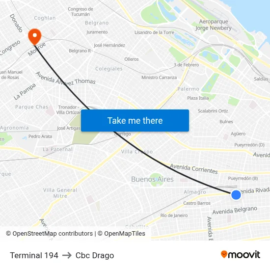 Terminal 194 to Cbc Drago map