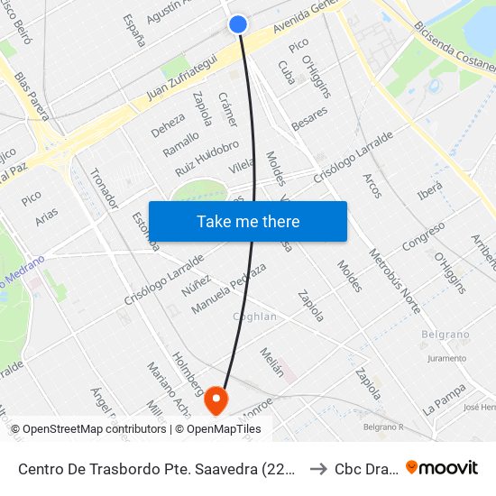 Centro De Trasbordo Pte. Saavedra (228 - 430) to Cbc Drago map