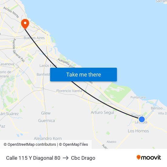 Calle 115 Y Diagonal 80 to Cbc Drago map