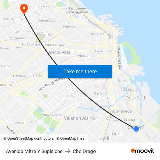 Avenida Mitre Y Supisiche to Cbc Drago map