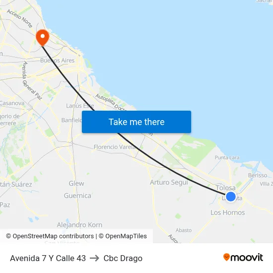 Avenida 7 Y Calle 43 to Cbc Drago map