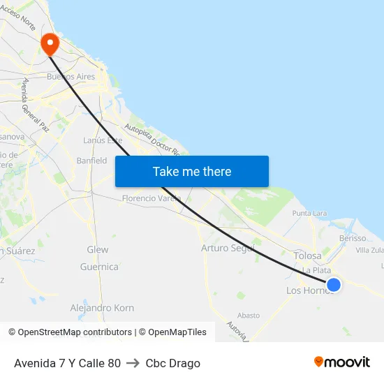 Avenida 7 Y Calle 80 to Cbc Drago map